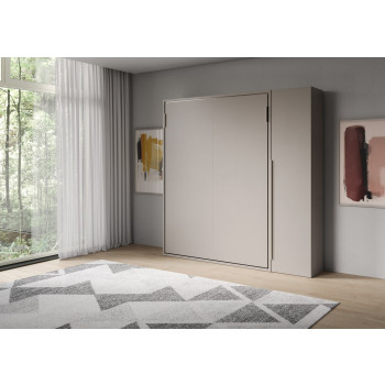 Lit double escamotable Versia 160 avec armoire 1 porte gauche-droite - 160 Lit double escamotable Versia avec armoire 1 porte droite argile