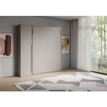 Lit double escamotable Versia 160 avec armoire 1 porte gauche-droite - 160 Lit double escamotable Versia avec armoire 1 porte gauche argile