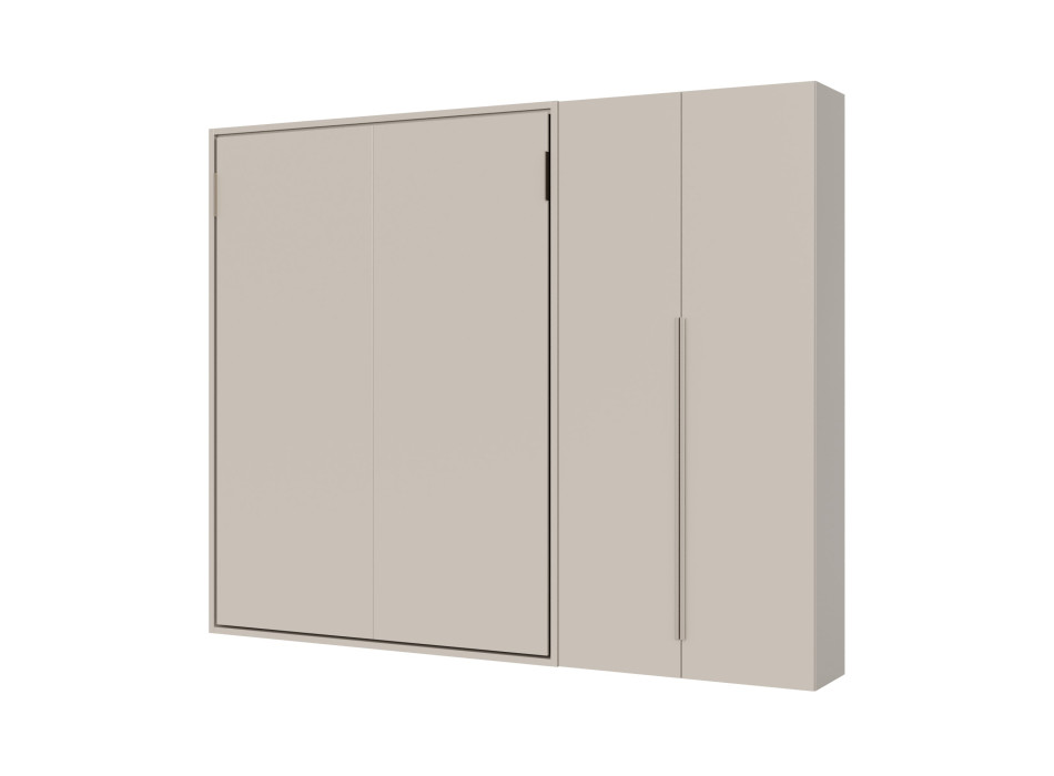 Lit double escamotable Versia 160 avec armoire 2 portes gauche-droite - 160 Versia lit double escamotable avec armoire 2 portes droite argile