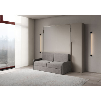 Mod. Versia lit double 160 avec canapé et armoire 1 porte gauche-droite - Lit double escamotable 160 Versia avec canapé et armoire 1 porte droite argile