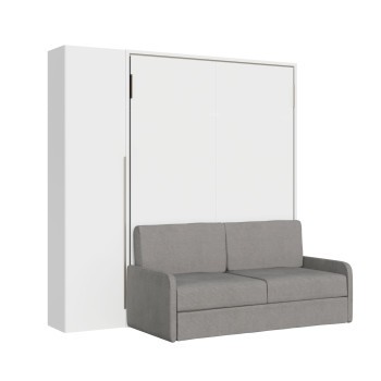 Mod. Versia lit double 160 avec canapé et armoire 1 porte gauche-droite - Lit double escamotable 160 Versia avec canapé et armoire 1 porte gauche argile