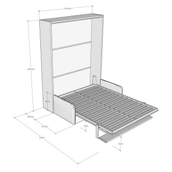 Mod. Versia lit double 160 avec canapé et étagère - Versia lit double escamotable 160 avec canapé et étagère en terre cuite