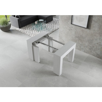 Nouvelle Console Extra - Table console extensible 90x49/307 cm Frêne Extra blanc avec rallonges intérieures