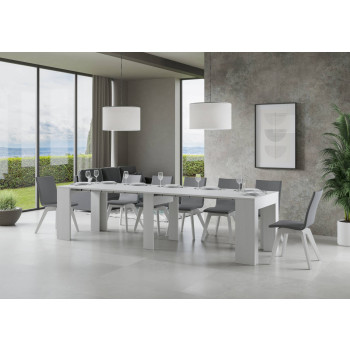 Nouvelle Console Extra - Table console extensible 90x49/307 cm Frêne Extra blanc avec rallonges intérieures