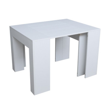 Nouvelle Console Extra - Table console extensible 90x49/307 cm Frêne Extra blanc avec rallonges intérieures