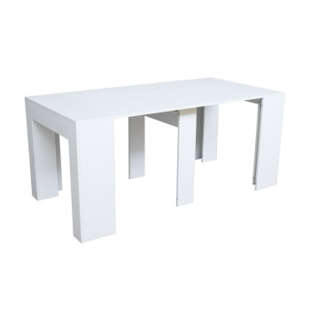 Nouvelle Console Extra - Table console extensible 90x49/307 cm Frêne Extra blanc avec rallonges intérieures