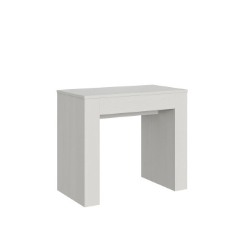 Nouvelle Console Extra - Table console extensible 90x49/307 cm Frêne Extra blanc avec rallonges intérieures