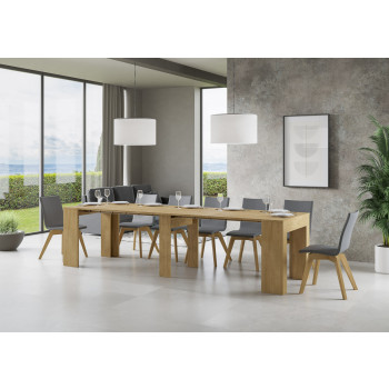 Nouvelle Console Extra - Table console extensible 90x49/307 cm Chêne naturel Extra avec rallonges intérieures
