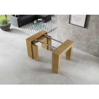 Nouvelle Console Extra - Table console extensible 90x49/307 cm Chêne naturel Extra avec rallonges intérieures