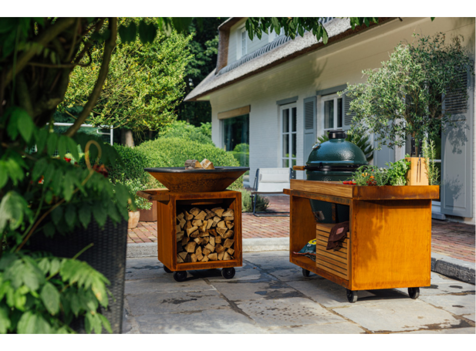 OFYR CLASSIC STORAGE 100 PRO - BRASIER BARBECUE AVEC PORTE-BOIS ET ROUES