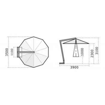 Napoli Parasol Bras Diamètre 3,5 m C3500 NAB - Scolaro