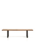 Banc Uxue en bois d'acacia massif et pieds en acier noir 180 x 45 cm