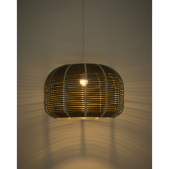 Abat-jour de plafonnier d'extérieur Garoina en rotin synthétique gris tourterelle Ø 50 cm