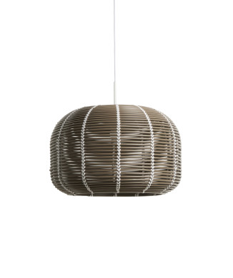 Abat-jour de plafonnier d'extérieur Garoina en rotin synthétique gris tourterelle Ø 50 cm