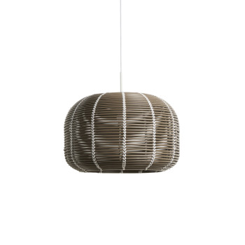 Abat-jour de plafonnier d'extérieur Garoina en rotin synthétique gris tourterelle Ø 50 cm