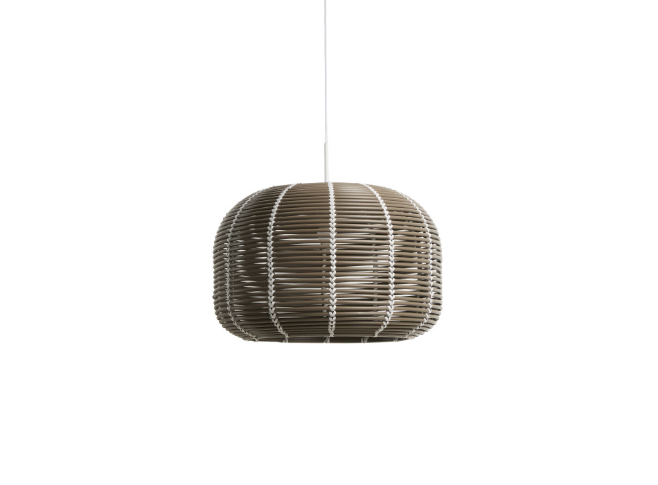 Abat-jour de plafonnier d'extérieur Garoina en rotin synthétique gris tourterelle Ø 50 cm