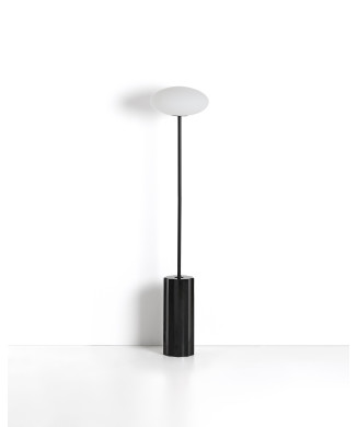 Lampadaire Idela en verre fumé et marbre noir