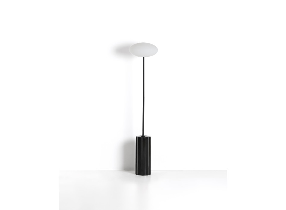 Lampadaire Idela en verre fumé et marbre noir