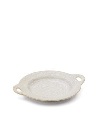 Assiette plate en céramique beige Zunel