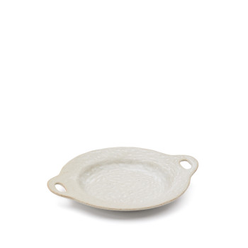 Assiette plate en céramique beige Zunel