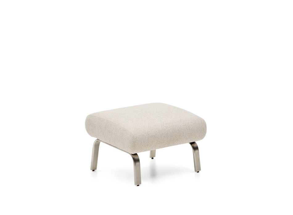 Repose-pieds Amsen beige avec pieds en acier inoxydable brossé, 68 x 55 cm