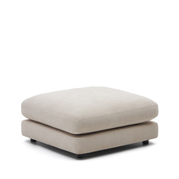 Pouf Gaia en chenille beige FSC Mix Credit 90 x 90 cm