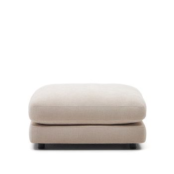 Pouf Gaia en chenille beige FSC Mix Credit 90 x 90 cm
