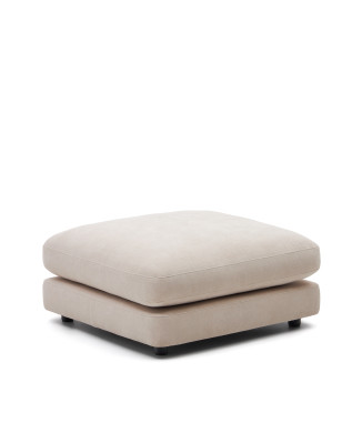 Pouf Gaia en chenille beige FSC Mix Credit 90 x 90 cm