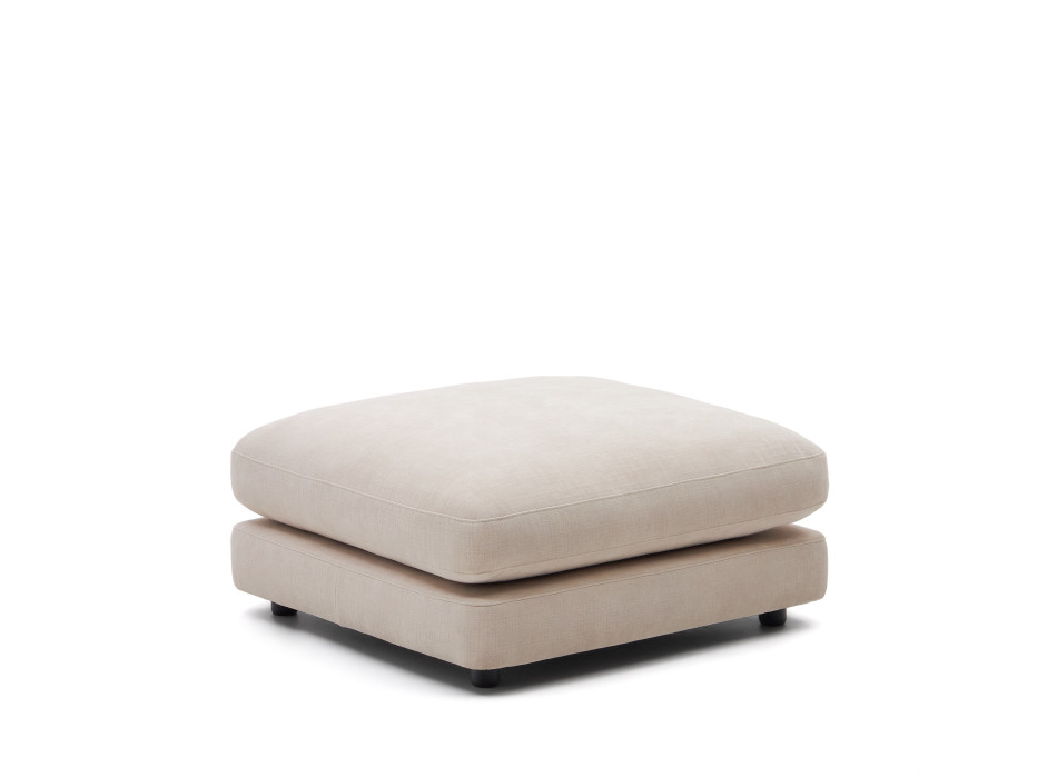 Pouf Gaia en chenille beige FSC Mix Credit 90 x 90 cm