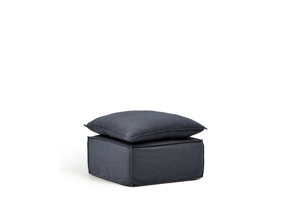 Repose-pieds Anarela avec housse amovible et coussin en lin et viscose gris foncé 80 x 80 cm. Crédit FSC Mix.