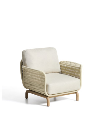 Fauteuil Alipa en bois d'acacia massif et corde
