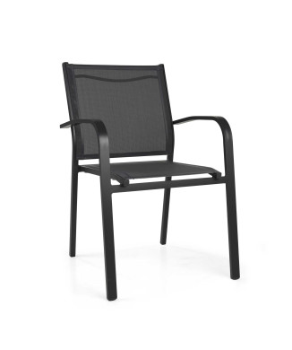 Fauteuil empilable Sullivan en aluminium anthracite 61 x 56 cm, hauteur 43/60/84 cm