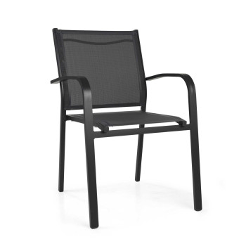 Fauteuil empilable Sullivan en aluminium anthracite 61 x 56 cm, hauteur 43/60/84 cm