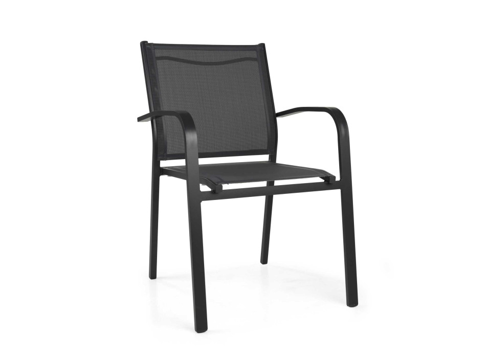 Fauteuil empilable Sullivan en aluminium anthracite 61 x 56 cm, hauteur 43/60/84 cm