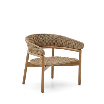 Fauteuil Arinella en bois d'acacia massif, finition naturelle et corde beige 100% FSC