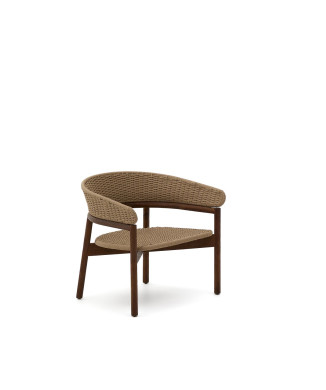 Fauteuil Arinella en bois d'acacia massif, finition naturelle et corde beige 100% FSC