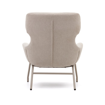 Fauteuil Belina en chenille beige et acier avec finition beige FSC 100%