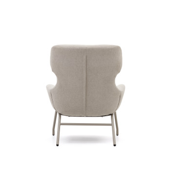 Fauteuil Belina en chenille beige et acier avec finition beige FSC 100%