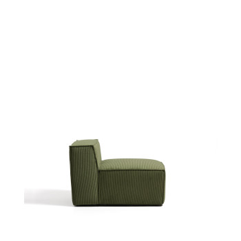 Fauteuil Blok en velours côtelé vert épais, 90 cm, certifié FSC Mix
