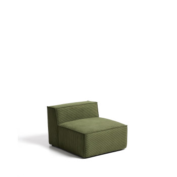 Fauteuil Blok en velours côtelé vert épais, 90 cm, certifié FSC Mix