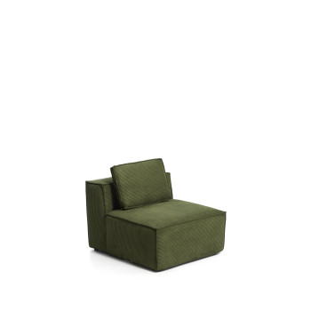 Fauteuil Blok en velours côtelé vert épais, 90 cm, certifié FSC Mix