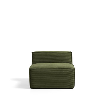 Fauteuil Blok en velours côtelé vert épais, 90 cm, certifié FSC Mix