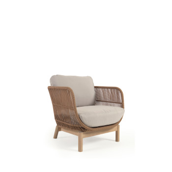 Fauteuil Catalina en corde beige et bois d'acacia massif FSC
