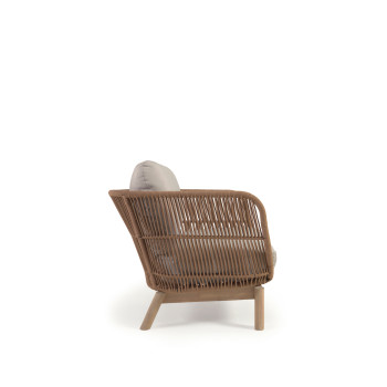 Fauteuil Catalina en corde beige et bois d'acacia massif FSC