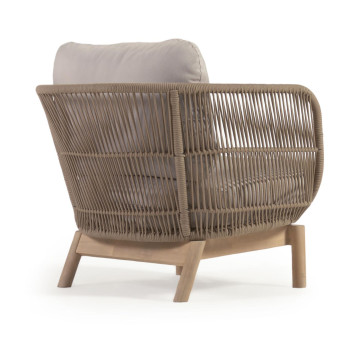 Fauteuil Catalina en corde beige et bois d'acacia massif FSC