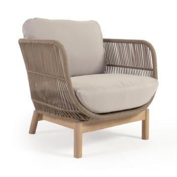 Fauteuil Catalina en corde beige et bois d'acacia massif FSC