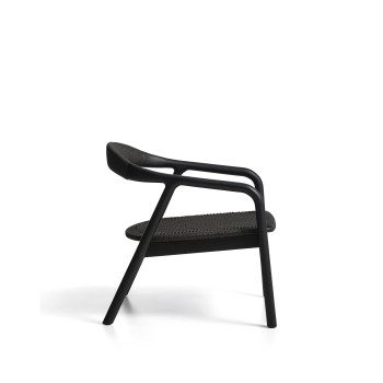 Fauteuil Derile en chêne massif avec finition noire et corde en papier noir, crédit FSC Mix.