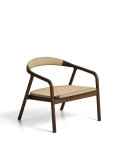 Fauteuil Derile en chêne massif finition noyer et cordelette en papier beige certifiée FSC Mix