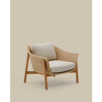 Fauteuil Galea en bois de teck massif et rotin synthétique 100 % certifié FSC