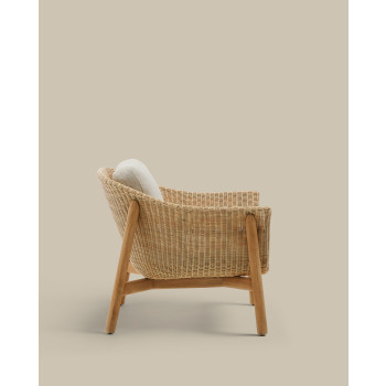 Fauteuil Galea en bois de teck massif et rotin synthétique 100 % certifié FSC